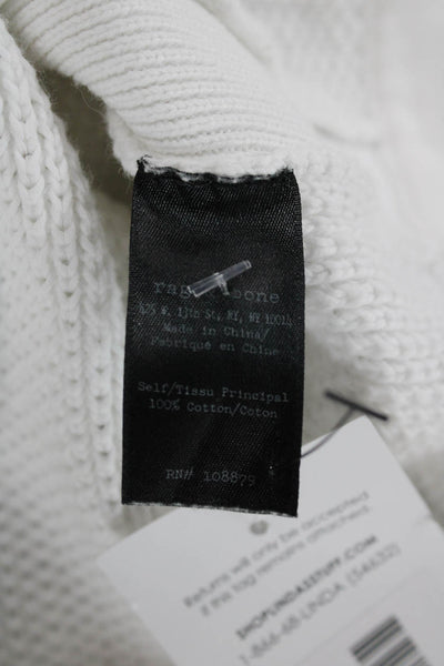 Rag & Bone Jean Womens Pullover Sweater White Cotton Long Sleeve Size M