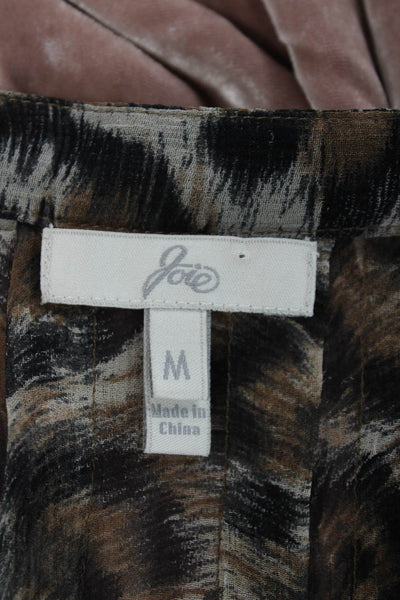 Joie Womens Silk Animal Print Tunic Blouse V-Neck 3/4 Sleeve Size M
