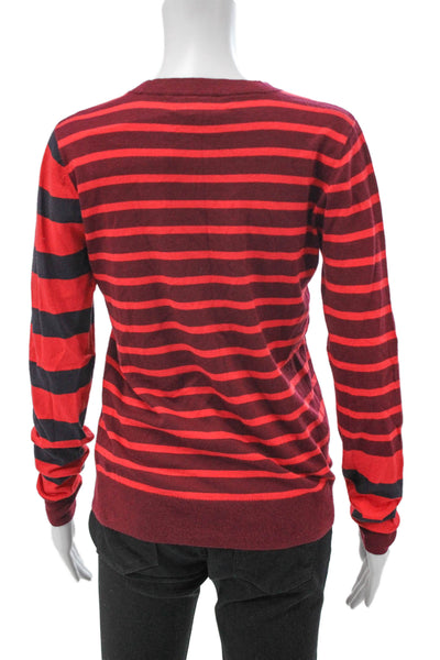 Derek Lam Women Striped Cotton Crew Neck Pullover Long Sleeve Red Size S