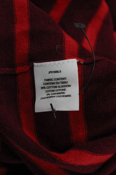 Derek Lam Women Striped Cotton Crew Neck Pullover Long Sleeve Red Size S
