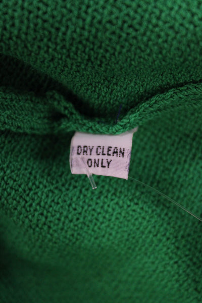St John Collection Women Cardigan Green Striped V-Neck Long Sleeve Size 8
