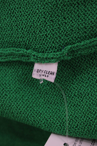 St. John Collection By Marie Gray Womens Cardigan Green Striped V Neck Size 4