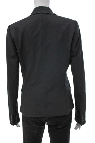 Elie Tahari Womens Black Wool Blend Button Front Long Sleeve Blazer Size 4