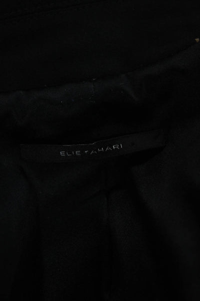 Elie Tahari Womens Black Wool Blend Button Front Long Sleeve Blazer Size 4
