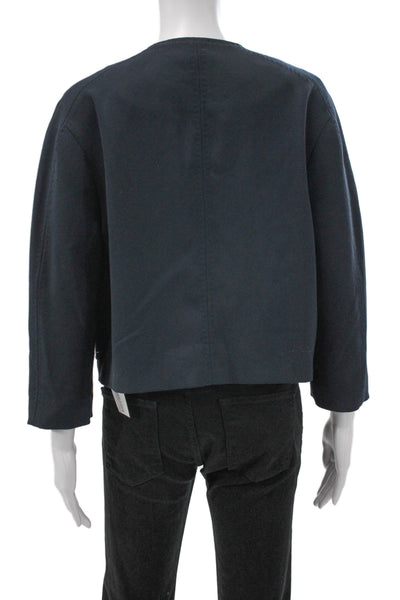 Brooks Brothers Womens Basic Jacket Blue 3/4 Sleeve Hook Eye Size 12
