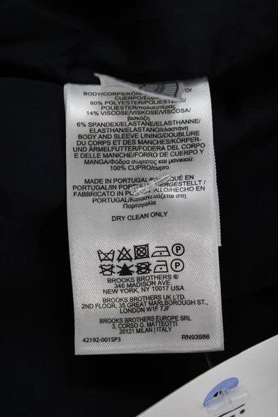 Brooks Brothers Womens Basic Jacket Blue 3/4 Sleeve Hook Eye Size 12