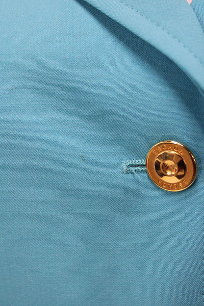 Escada Womens Blazer Blue Viscose Rayon Button Long Sleeve Size 38