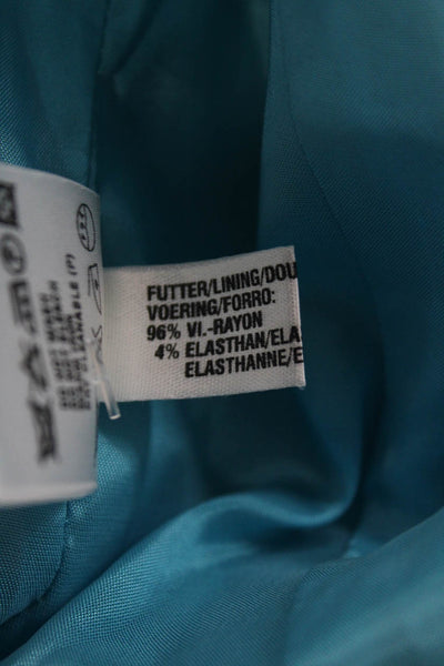 Escada Womens Blazer Blue Viscose Rayon Button Long Sleeve Size 38