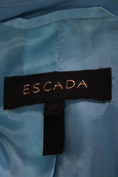 Escada Womens Blazer Blue Viscose Rayon Button Long Sleeve Size 38