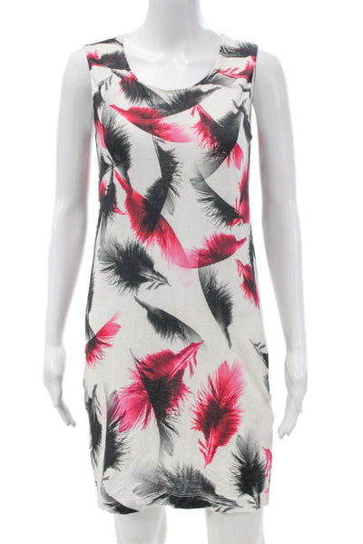 McQ Womens White Feather Animal Print Shift Dress Cotton Sleeveless Size S