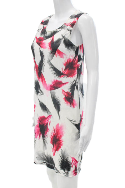 McQ Womens White Feather Animal Print Shift Dress Cotton Sleeveless Size S