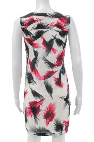 McQ Womens White Feather Animal Print Shift Dress Cotton Sleeveless Size S