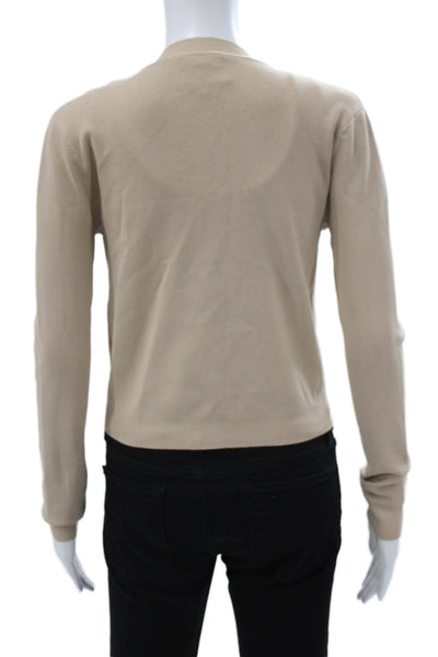 L'Agence Women Cardigan Beige Long Sleeve Round Neck 80% Rayon Size XS Tall