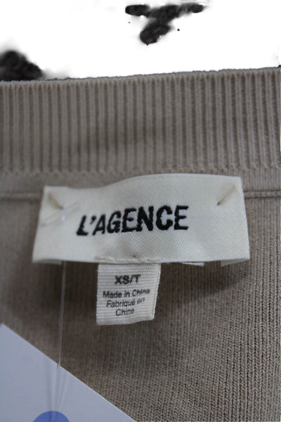 L'Agence Women Cardigan Beige Long Sleeve Round Neck 80% Rayon Size XS Tall