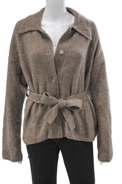 L'Academie Womens Basic Jacket Brown Wool Blend Button Long Sleeve Size S