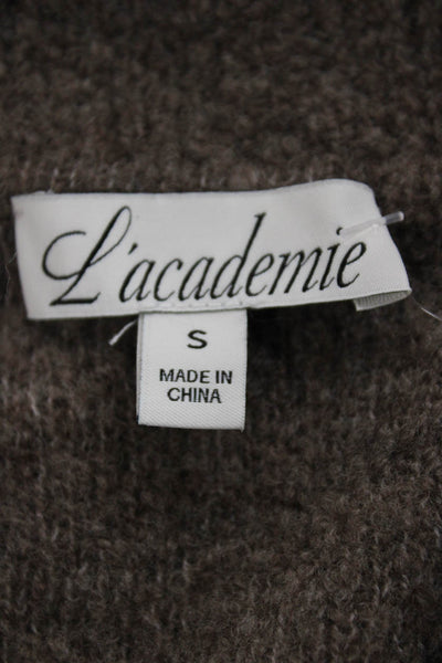 L'Academie Womens Basic Jacket Brown Wool Blend Button Long Sleeve Size S