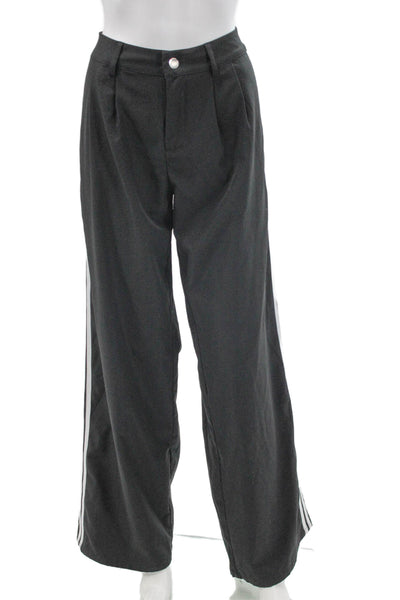 Superdown Womens Dress Pants Gray Striped Polyester Button Size M