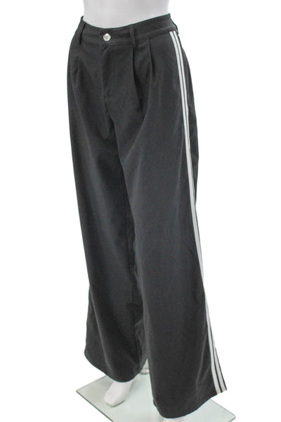 Superdown Womens Dress Pants Gray Striped Polyester Button Size M