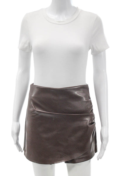 Aqua Womens Brown Pull On Skort 55% PU Size S