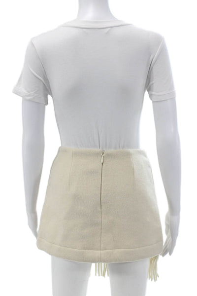 Lovers + Friends Womens Ivory Wool Wrap Skirt Button Closure Solid Fall Size XS