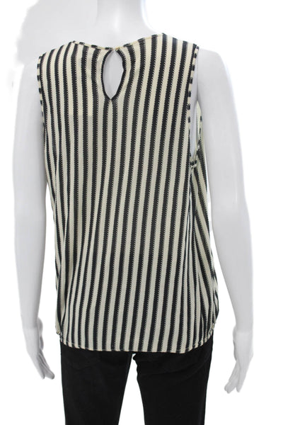 Hoss Intropia Women Basic Sleeveless Striped Black Cotton Blend Blouse Size S