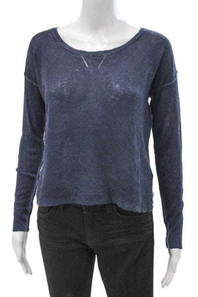 360 Cashmere Womens Pullover Sweater Blue Scoop Neck Long Sleeve Size S