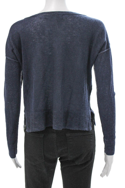 360 Cashmere Womens Pullover Sweater Blue Scoop Neck Long Sleeve Size S