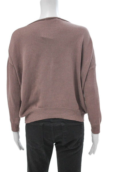 Transit Par Such Womens Brown Cotton Boat Neck Pullover Long Sleeve Size S