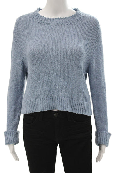 Rachel Comey Women Blue Cotton Crewneck Solid Long Sleeve Pullover Size M