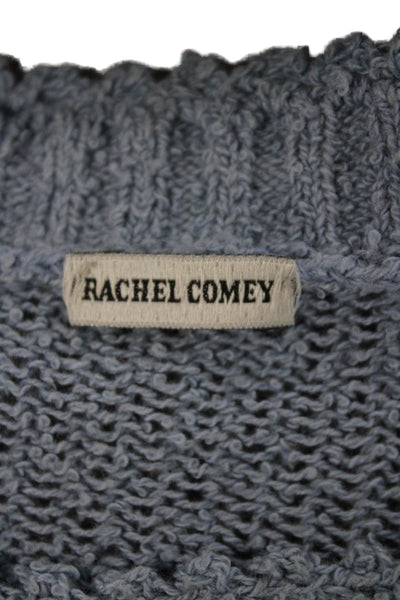 Rachel Comey Women Blue Cotton Crewneck Solid Long Sleeve Pullover Size M