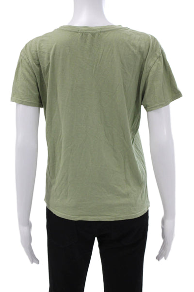 Perfect White Tee Womens Green Cotton Crewneck T-Shirt Short Sleeve Size XS