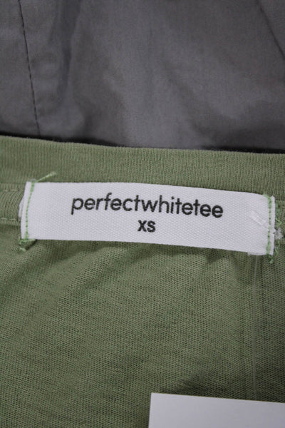 Perfect White Tee Womens Green Cotton Crewneck T-Shirt Short Sleeve Size XS