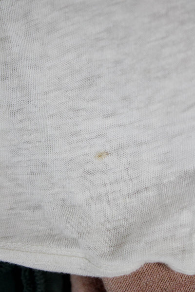 J Crew Womens White Linen Floral Crewneck Short Sleeve Tee Size XS