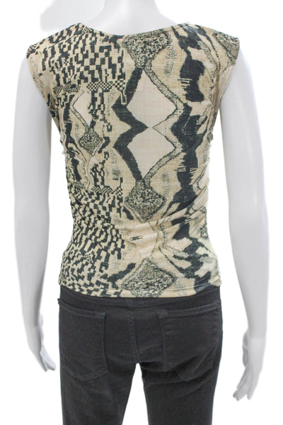 Mariacher Womens Beige Nylon Geometric Crewneck Sleeveless Basic Tank Size S