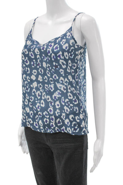 Humanoid Womens Silk Animal Print V-Neck Tank Sleeveless Multicolor Size XS