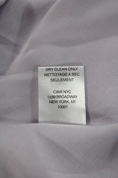 Cami Women Purple Silk V-Neck Tank Solid Size XS