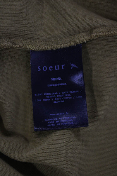 Soeur Womens Basic T-Shirt Green Crew Neck Short Sleeve Cotton Size 34