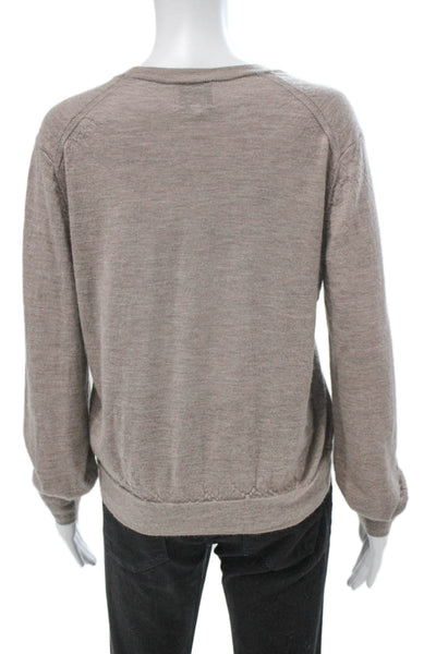LouLou De Saison Womens Cashmere V-Neck Pullover Beige Long Sleeve Size S
