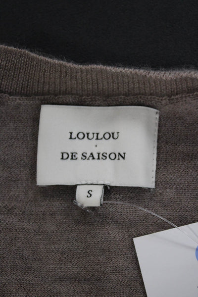 LouLou De Saison Womens Cashmere V-Neck Pullover Beige Long Sleeve Size S