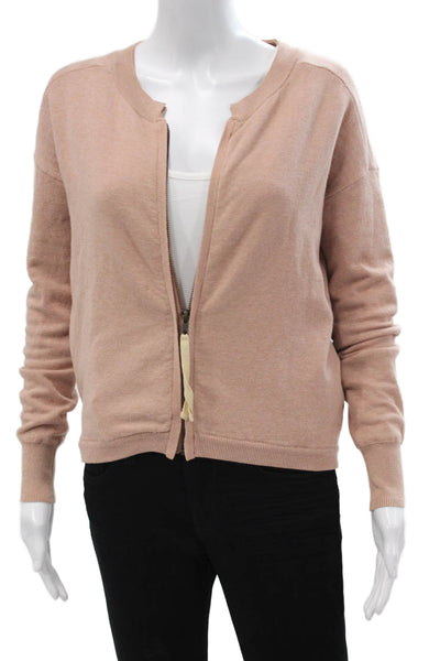 Humanoid Women Cardigan Pink Long Sleeve Round Neck Cotton Elastane Size XS