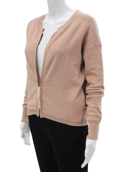 Humanoid Women Cardigan Pink Long Sleeve Round Neck Cotton Elastane Size XS