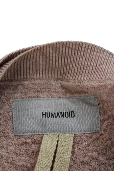 Humanoid Women Cardigan Pink Long Sleeve Round Neck Cotton Elastane Size XS