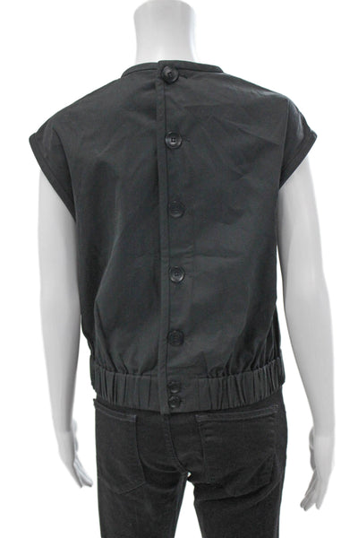 Tibi Womens Basic Sleeveless V Neck Cotton Button Solid Blouse Size 2XS