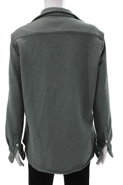 Frank & Eileen Women Collared Long Sleeve Cotton Button Up Green Size XS