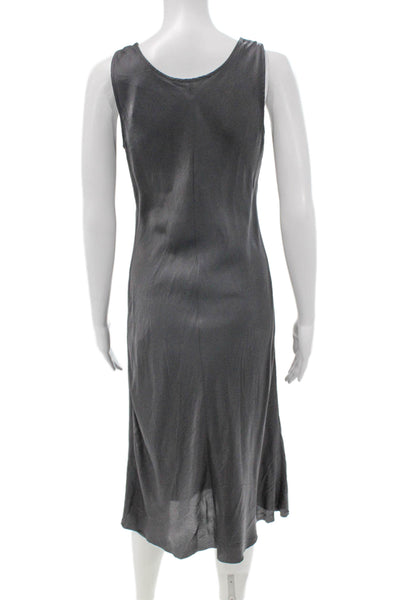John Patrick Women Slip Dress Gray Cupro Scoop Neck Mid Calf Sleeveless Size XS