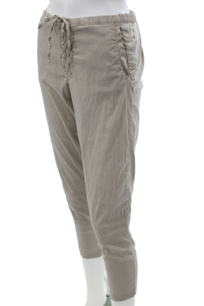 Transit Par Such Womens Cropped Striped Gray Cotton Drawstring Pants Size S