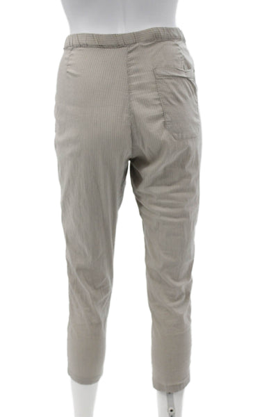 Transit Par Such Womens Cropped Striped Gray Cotton Drawstring Pants Size S