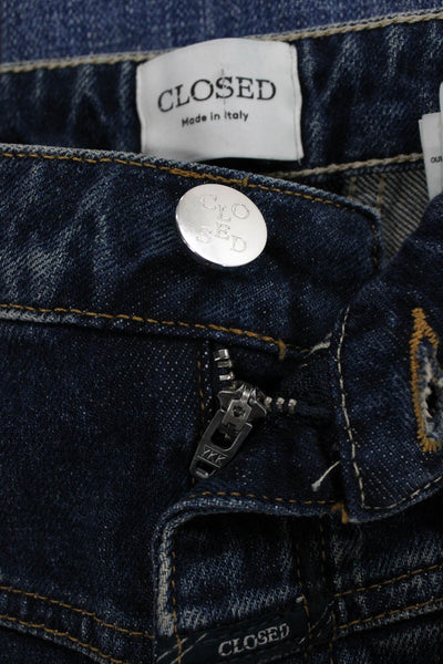 Closed Women Tapered Jeans Blue High Rise Cotton Blend Size 25