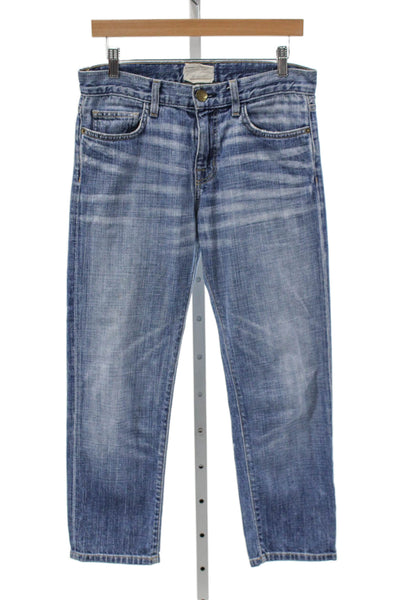 Current/Elliott Womens Straight Jeans Blue Mid Rise Inseam 26 Size 24