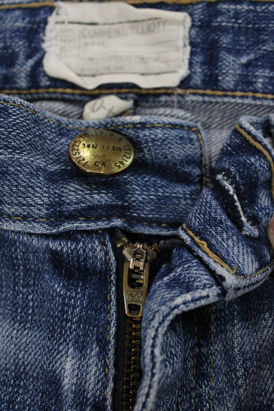 Current/Elliott Womens Straight Jeans Blue Mid Rise Inseam 26 Size 24